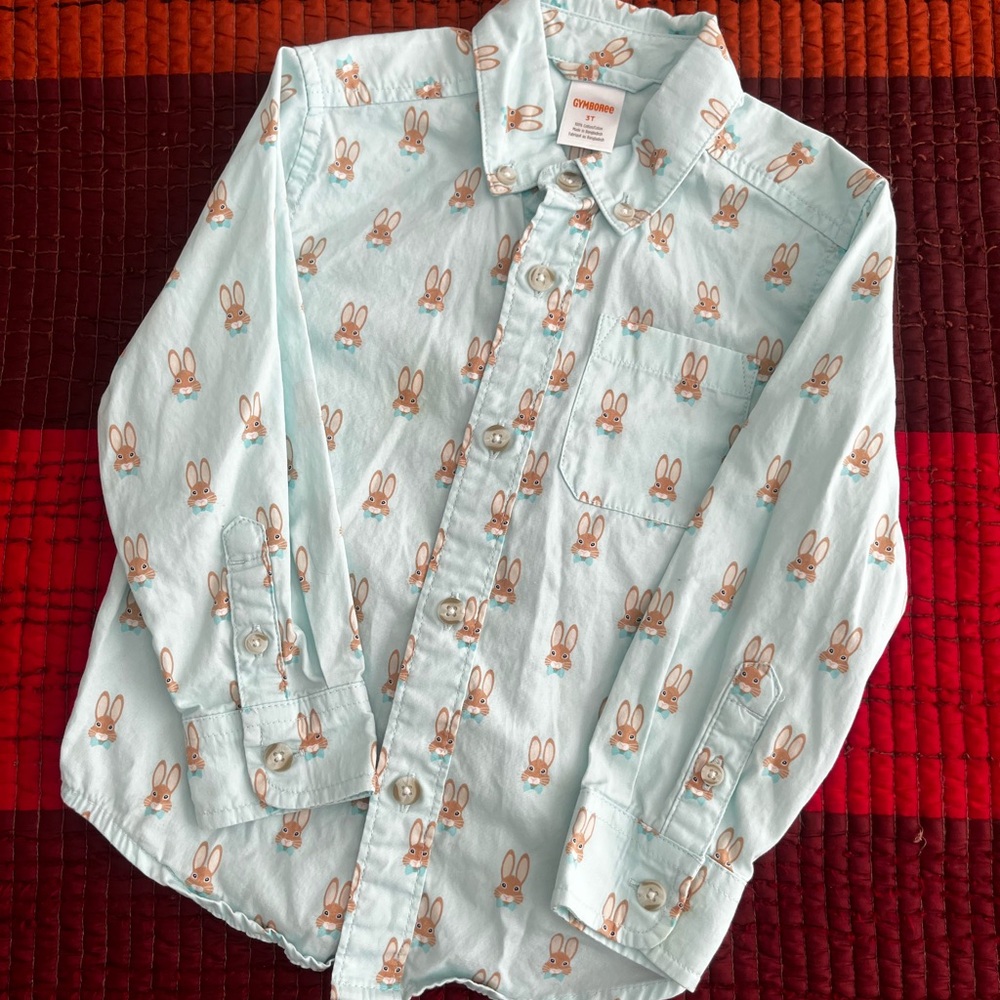 Gymboree Toddler Boy Bunny Print Button Down Shirt